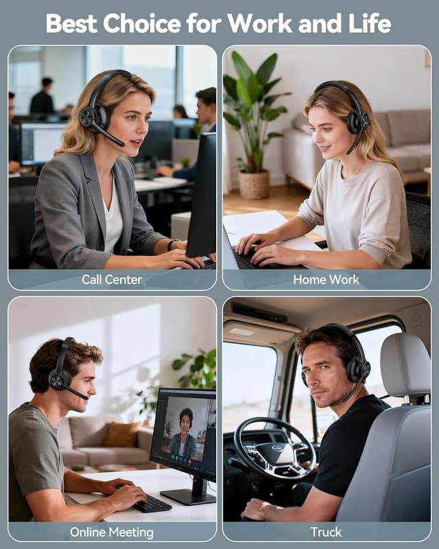 Thumbnail 6 de TechRise Bluetooth Headset Wireless Headset with Microphone (Bluetooth 5.2, 50H playtime, mute)