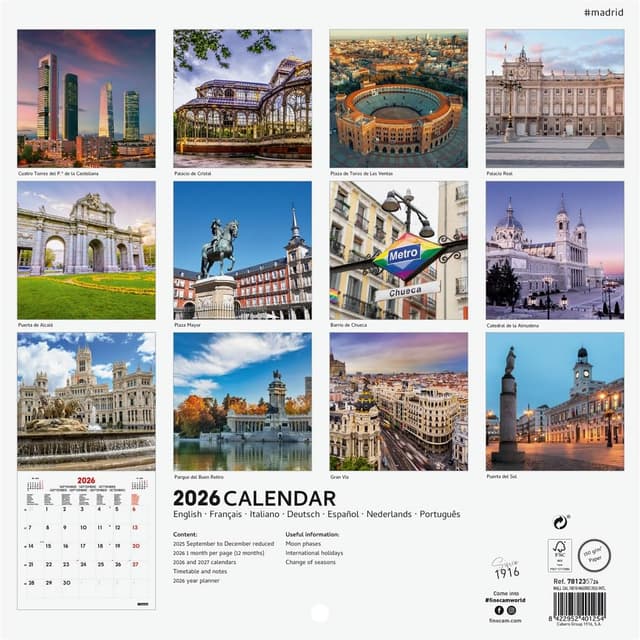 Detalle 2 de Finocam Wall Calendar 2026 18x18 cm Month to View