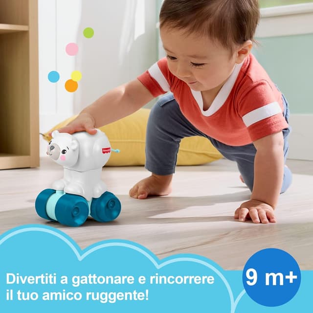 Detalle 2 de Fisher-Price Orso Polare Gattoniamo Insieme (JDL63): veicolo sensoriale da spingere e inseguire