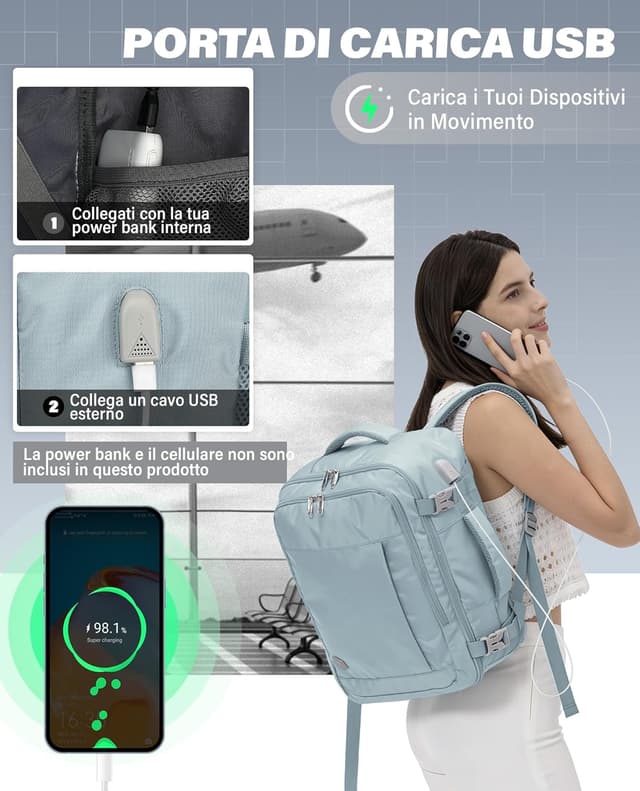 Thumbnail 6 de VANKEV Zaino Easyjet 45x36x20 30L con scomparto per PC fino a 15,6" (bagaglio a mano)