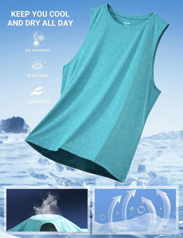 Detalle de COOFANDY Men’s Dry Fit Workout Tank Top with UPF 50+ (Sleeveless Gym & Running Muscle Shirt)