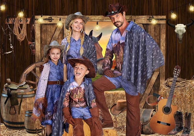 Detalle de 8x6ft Western Cowboy Backdrop (Rodeo Horse Theme) – Polyester photo prop for barn, birthday & party décor