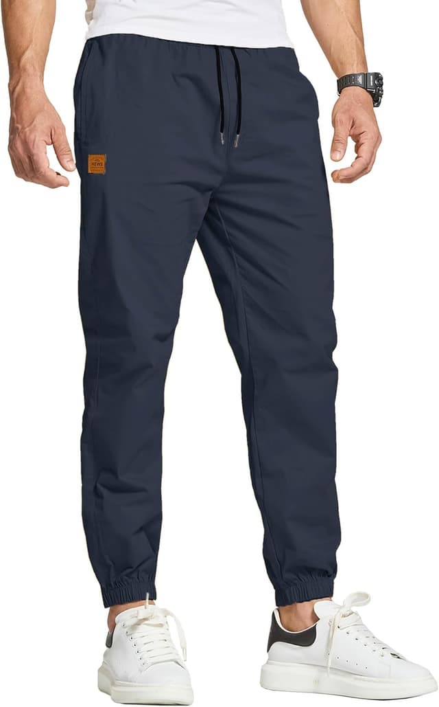 Thumbnail 6 de JustSun Cargo Jogger Chino Trousers for Men with Elastic Waist, Drawstring and Pockets