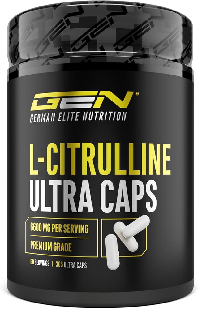 Detalle de L-Citrullin Ultra Caps von German Elite Nutrition – 365 Kapseln mit 1.100 mg L-Citrullin DL-Malat (2:1)