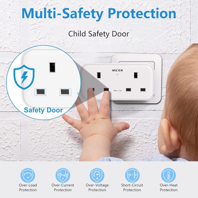 Thumbnail 6 de Mscien Double Plug Adapter 13A with 3 USB š