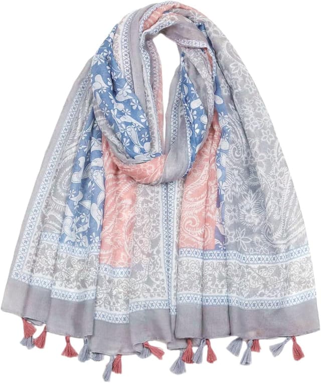 Detalle de MAIRY Women Long Soft Warm Tartan Tassel Scarf (180 x 90cm) for shawl, wrap and neck styling