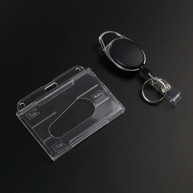 Detalle 2 de Vicloon Porte Badge rétractable – lot de 3 porte-cartes transparent + porte-clés
