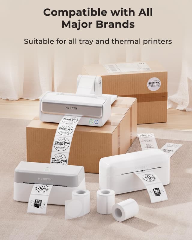 Detalle de 150 étiquettes thermiques rondes MUNBYN