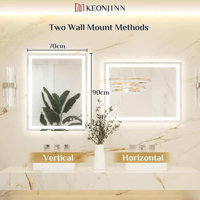 Detalle 2 de Keonjinn Badspiegel mit Beleuchtung 70x90