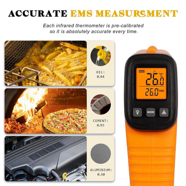 Detalle de GLOSKIN Termometro Laser a infrarossi per cucina con display LCD retroilluminato