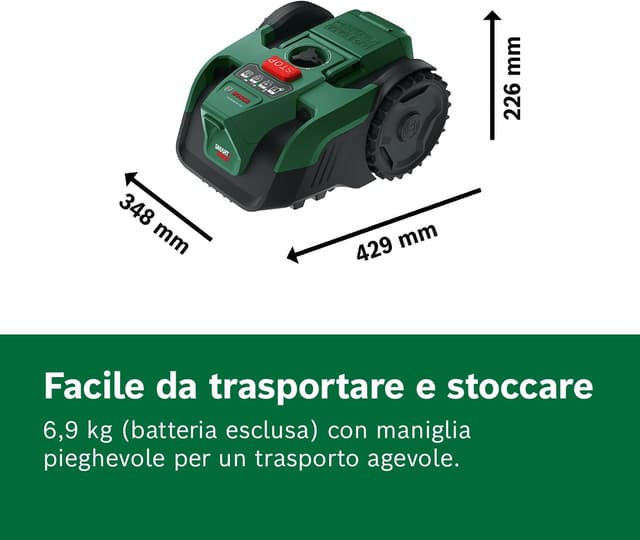 Detalle 2 de Bosch VISIMOW 18V-100 robot rasaerba a batteria per prati fino a 100 m² (taglio 16 cm, 20–60 mm)