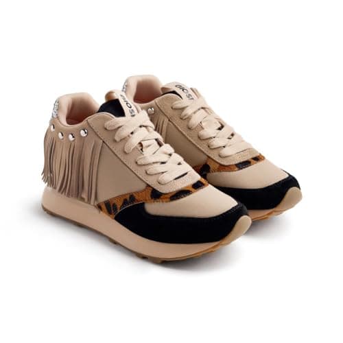 Detalle de Zapatillas Bricelyn Flecos piel cuña