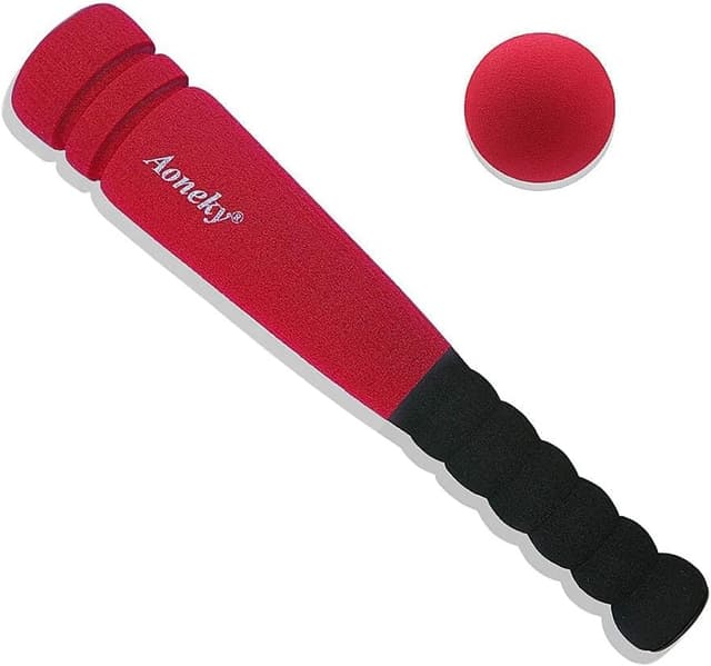 Detalle de Aoneky 11.8-Inch Mini Foam Baseball Bat and Ball Set (Red) for Toddlers 1–3