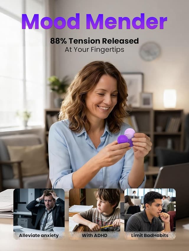 Detalle de UZAHSK Lot de 8 balles magnétiques en silicone anti-stress (géométriques, violet)