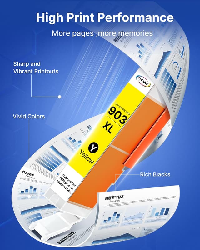 Detalle de RUDGUZ 903 XL kompatible Druckerpatronen im 4er-Multipack für HP OfficeJet 6950/6951 & Pro 6960/6970/6974