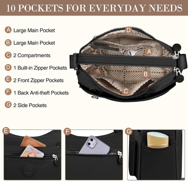 Detalle de VOBUKE Umhängetasche Damen Mittelgroß 25x20x10 cm