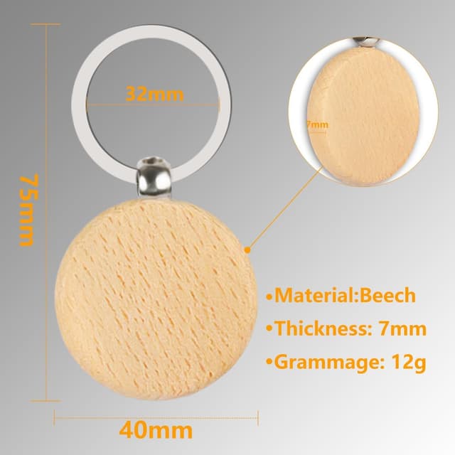 Detalle de Marsred Holz Schlüsselanhänger DIY 24 Stück