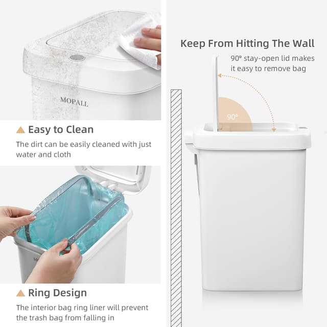 Detalle de MOPALL 2.7 Gallon Slim Bathroom Trash Can 🗑