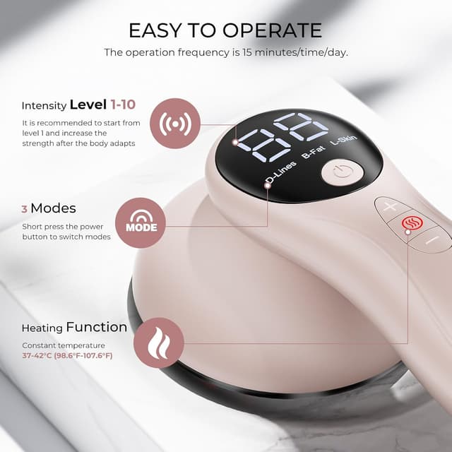 Detalle 2 de 4-in-1 Cellulite Massager Tool with Heating (Wireless, Lightweight) for Legs, Belly, Waist & More