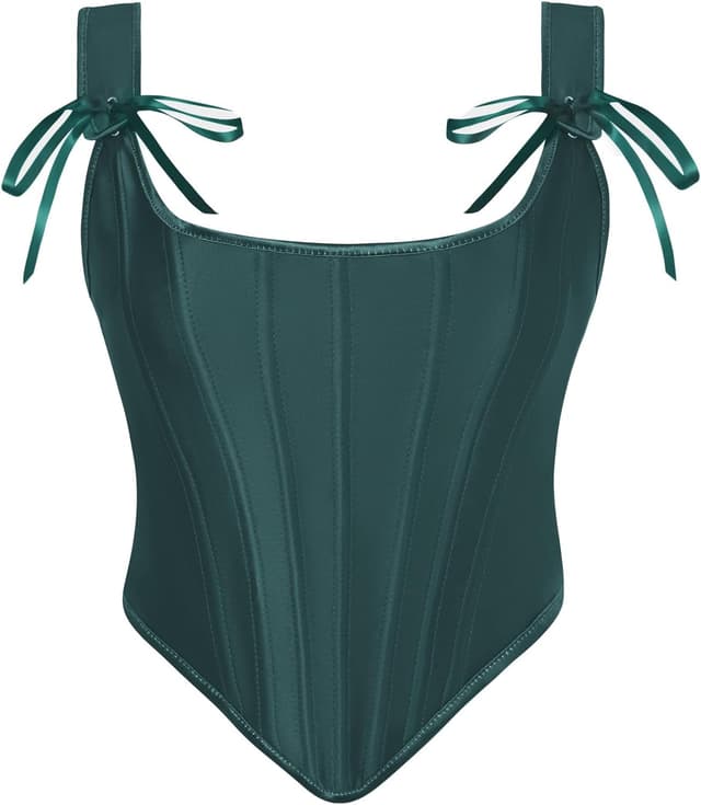 Detalle de Scarlet Darkness corset Renaissance pour femme en satin, à lacets style vintage