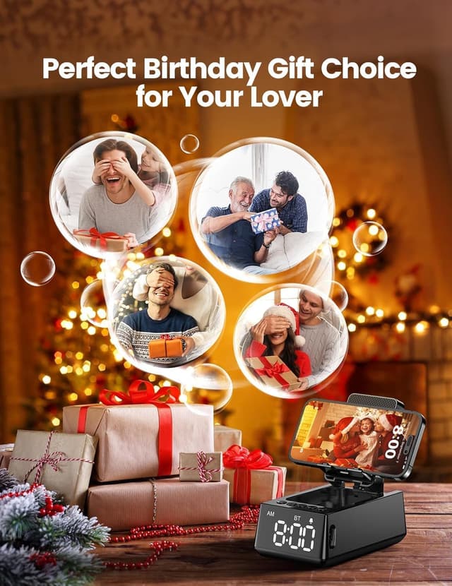 Detalle 2 de BBL 3-in-1 Wireless Bluetooth Speaker with Foldable Phone Stand & LCD Alarm Clock