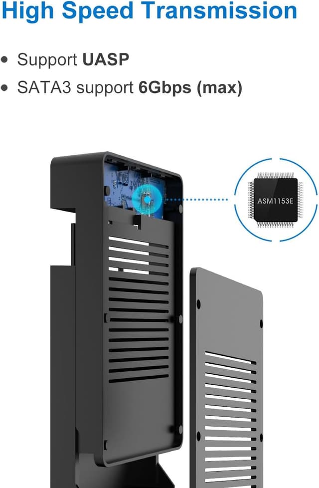 Detalle de Inateck 3,5" USB-3.0-Festplattengehäuse für SATA HDD/SSD bis 20 TB mit UASP