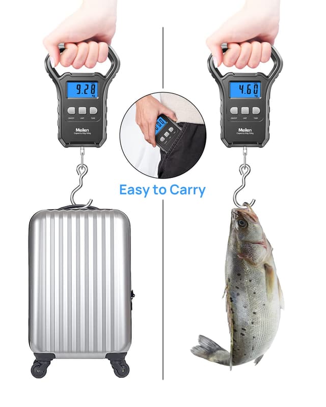 Detalle 2 de Meilen Fish Scale luggage scale (110lb/50kg) with backlit LCD and large handle