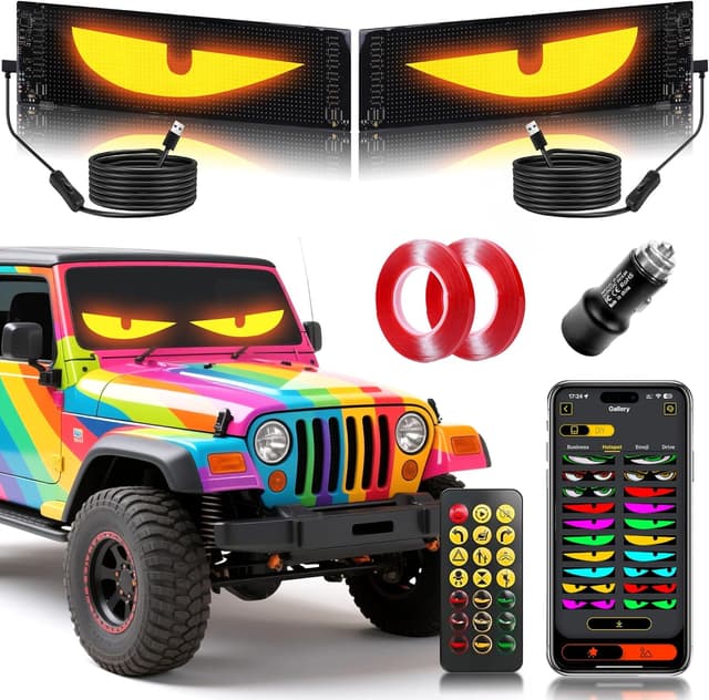 Detalle de Sachie 2PC High-Brightness “Devil Eyes” LED Light Strips (App Control, IP68, USB-Powered)
