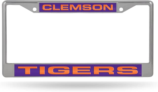 Detalle de Rico Industries NCAA Unisex Laser Cut Inlaid Standard Chrome License Plate Frame