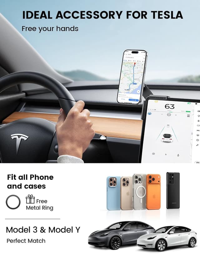 Detalle de Lamicall for Tesla Phone Mount (Strongest N55 Magnet) for Tesla Model 3 & Y — MagSafe Magnetic Holder