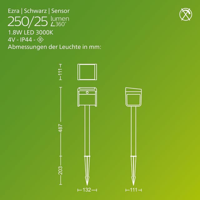 Detalle de Philips Ezra Solar-Sockelleuchte 250/25 lm