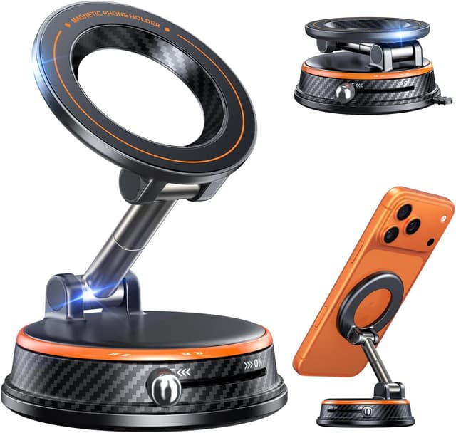 Thumbnail 6 de Peerock Upgraded MagSafe Car Phone Holder (108+LBS Strong Suction, 3000gf Magnetic) 360° Adjustable Mount for iPhone & Android — Black