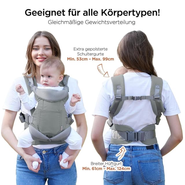 Thumbnail 6 de GAGAKU Babytrage 4‑in‑1 für 4–36 Monate (4 Tragepositionen) mit 3D‑Mesh, hellgrün