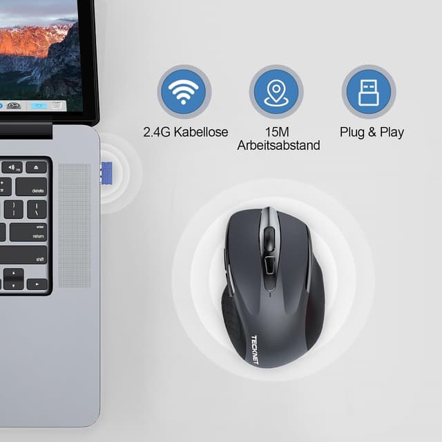 Detalle 2 de TECKNET Silent Kabellose Maus 4800 DPI đ±