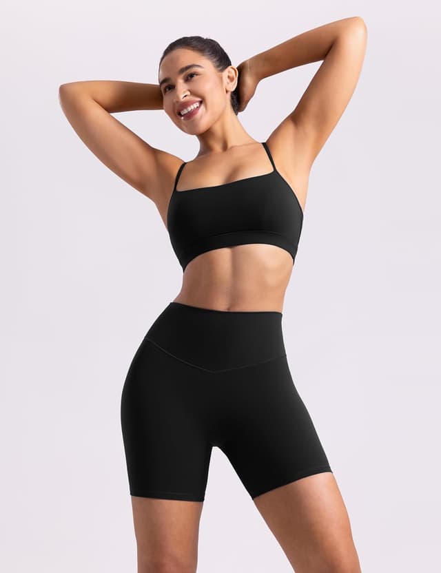 Detalle de ENERBLOOM Women’s Biker Shorts (2.5" / 4" / 6") High Waisted No Front Seam Workout Short with Hidden Scrunch