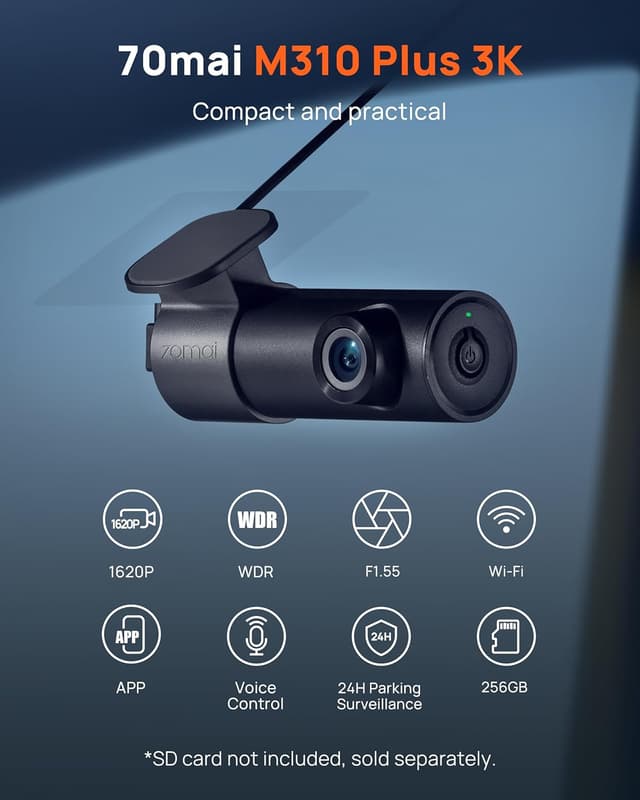 Detalle 2 de 70mai M310 Plus 3K WiFi Mini Dash Cam with Smart Voice Control (M310 Plus)