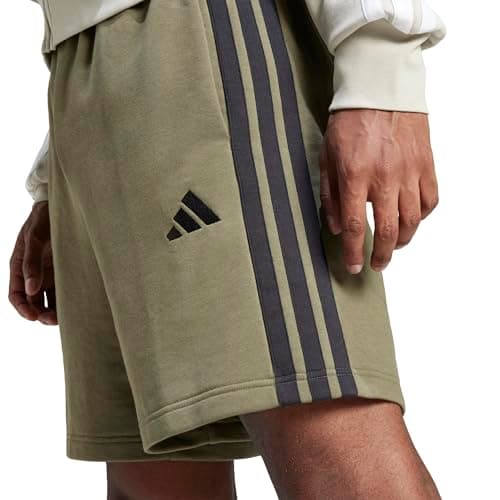 Detalle 2 de adidas Hombre Essential Three Stripes French Terry Short Olive Strata/Black (M)