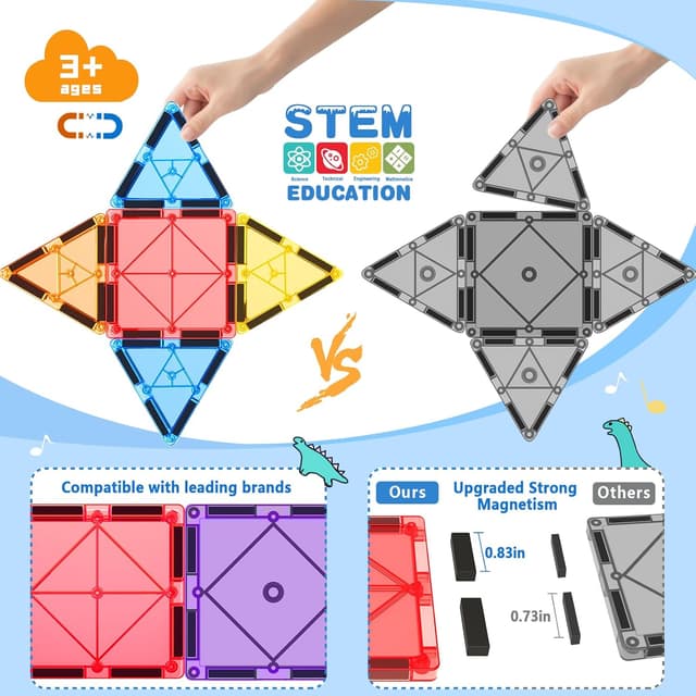 Thumbnail 1 de 100PCS Magnetic Tiles STEM Building Set for Kids 🧩