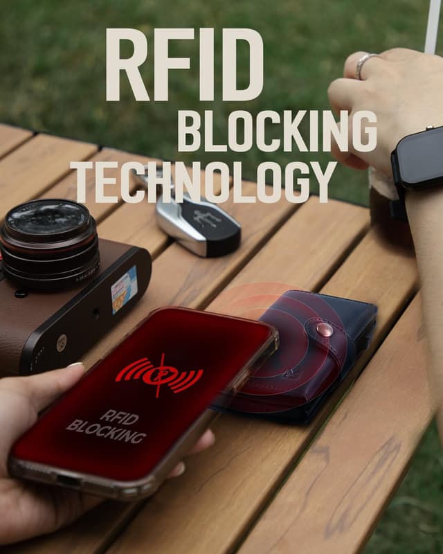 Detalle de MYSHION Mens Wallet with RFID, 11 cards