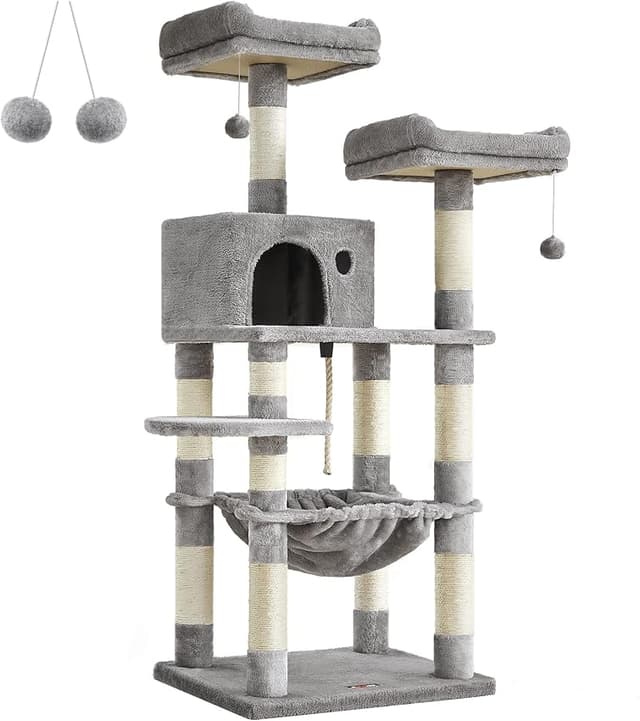 Imagen de Feandrea Árbol para Gatos de 143 cm 🐱 Torre Multinivel con Postes en OfertitasTOP