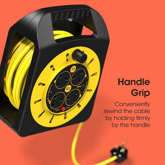 Detalle de SLx Trade 20m 4 Socket Extension Reel with Thermal Cut Out (13A Fused UK Plug)