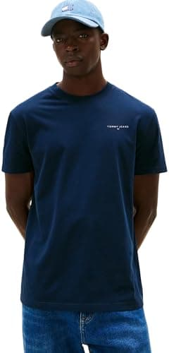 Detalle de Tommy Jeans TJM Slim Linear SS: camiseta para hombre en pack de 2 (negro y azul marino) talla XXL
