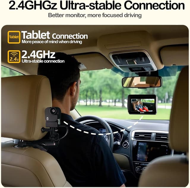 Thumbnail 6 de Ellie Baby Pro Ellie Baby Car Monitor: 2K UHD backseat monitor with colour night vision & face tracking