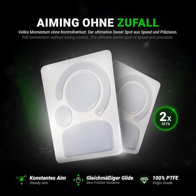 Detalle 2 de SensoryBoost HPS Glides (2er-Set) für Logitech G604 – PTFE-Mausfüße für mehr Balance aus Speed & Kontrolle