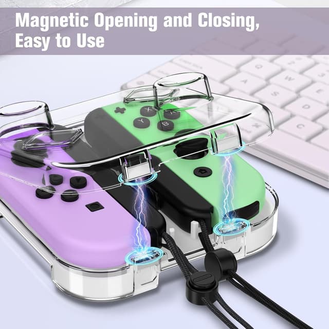 Detalle 2 de FINTIE Storage Case für Joy-Con – portable, staubdichte Schutzhülle mit transparentem PC-Deckel und Magnetverschluss