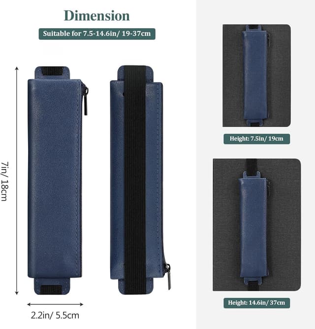 Detalle de MoKo portapenne elastico per taccuino in pelle PU, 4 pezzi con fascia regolabile