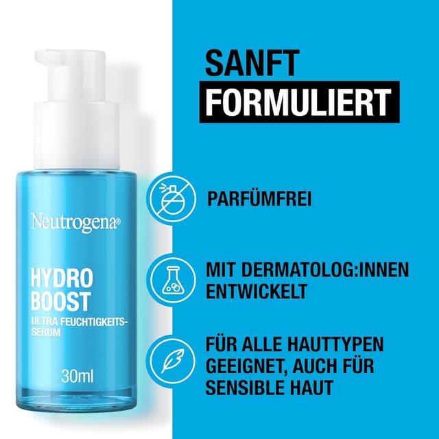 Detalle de Neutrogena Hydro Boost Ultra Feuchtigkeitsserum parfümfrei (Hyaluronsäure, Aminosäuren & Elektrolyte) – 30 ml