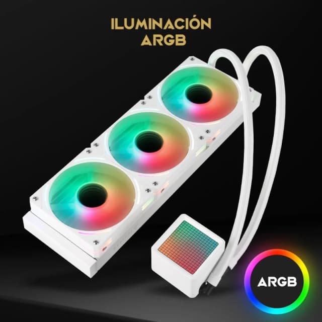 Detalle 2 de Forgeon Solum 360 Refrigeración líquida AIO 360mm ARGB (kit blanco) con ventiladores 120 mm