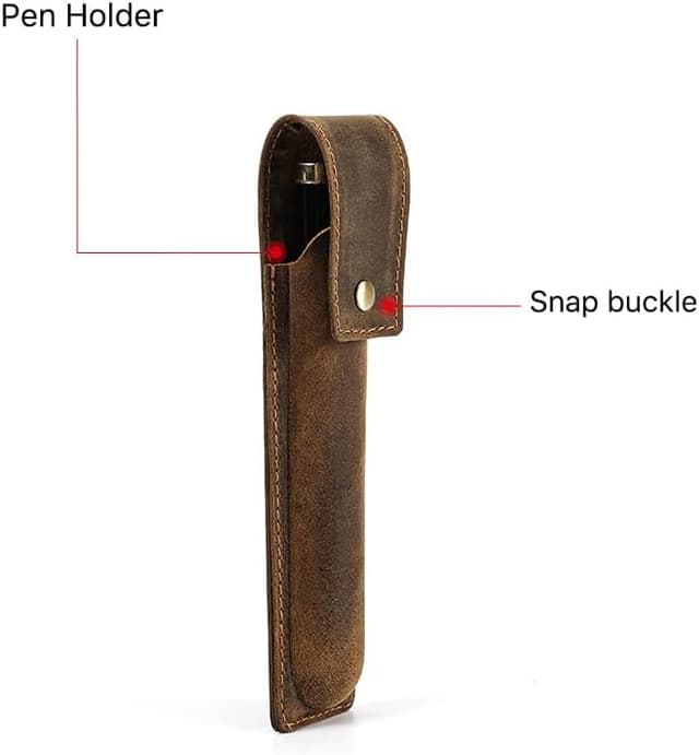 Detalle 2 de CONTACTS Handmade Genuine Leather Pen Case – Vintage pen pouch holder