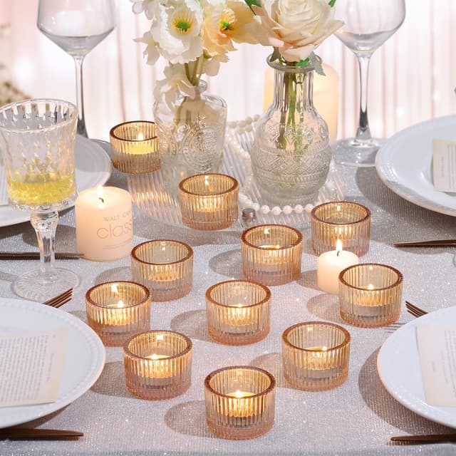 Thumbnail 4 de NITIME 30-Piece Ribbed Gold Candle Holders for Centerpiece 🕯
